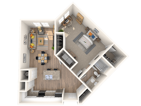 101 Depot, Smryna, TN Apartments 1b 1b 3D floor plans